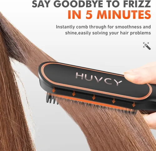 Miniatura 5 de Cepillo alisador de pelo, cepillo alisador eléctrico con calentamiento rápido de cerámica, alisador de pelo para mujeres, peine térmico de doble
