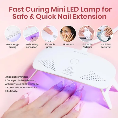 Miniatura 7 de Beetles - Kit de extensión de gel de uñas de polietileno, 6 colores de gelatina nude con solución deslizante, mejora de uñas para principiantes