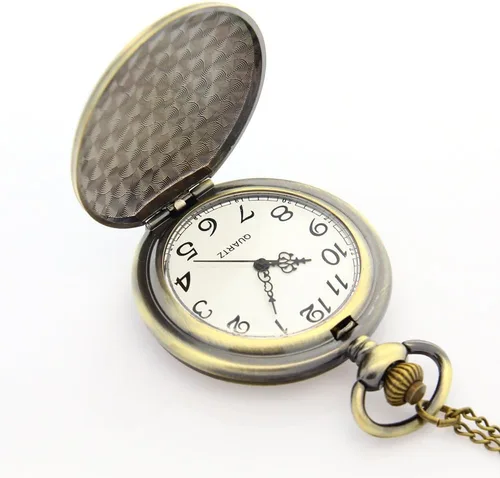 Miniatura 3 de Bronce Vintage Latón Antiguo Cloisonne Esmalte Caso de Bolsillo Reloj Fob Reloj para Hombres Mujeres Cuarzo Elegante Reloj
