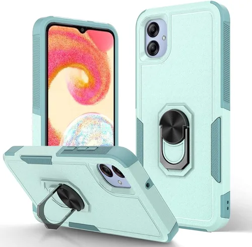 Miniatura 7 de Funda para Samsung Galaxy A04e, doble capa a prueba de golpes magnética con soporte de anillo giratorio (negro)
