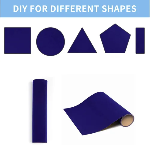 Miniatura 4 de Mesheshe 2 piezas de hojas de fieltro autoadhesivas, hoja DIY para arte y manualidades, forro de fieltro desprende y pega para cajones/cajas de Azul