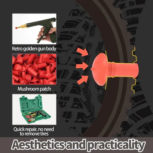 Miniatura 8 de Kit de reparación de neumáticos con tapones, kit de tapones de neumáticos tipo hongo, kit de parches para neumáticos de servicio pesado profesional