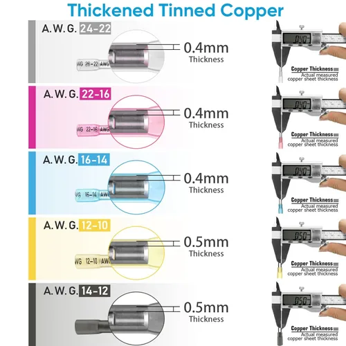 Miniatura 5 de TICONN Kit de conectores a tope termorretráctiles de 60 piezas, empalme a tope AWG 14 – 12, terminales de crimpado de cables eléctricos marinos