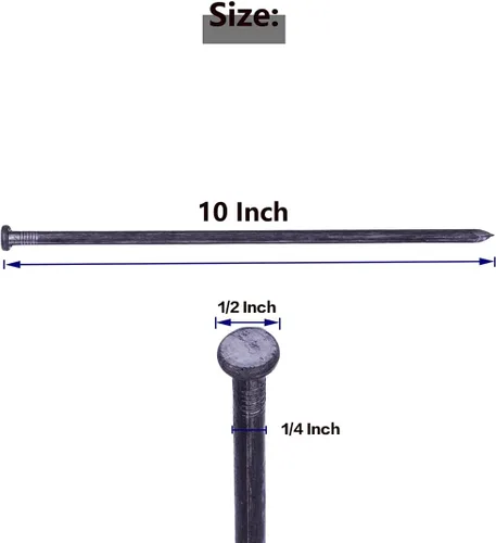 Miniatura 3 de Púas de paisaje de 10 pulgadas, 100 unidades, clavos de anclaje de metal para bordes de paisaje, clavos resistentes para picos de césped artificial