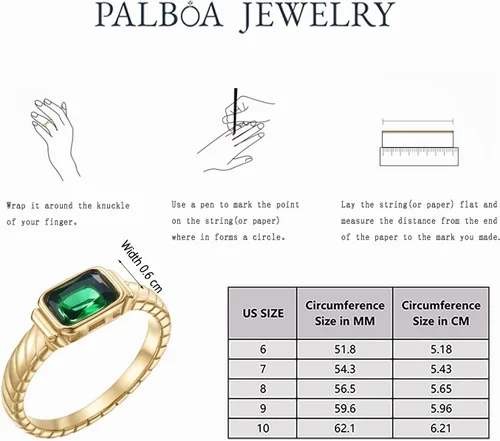 Miniatura 2 de PALBOA Anillos de oro esmeralda, anillos de oro para mujer, anillos verdes delicados, piedras preciosas de esmeralda cortadas, anillos de oro sin