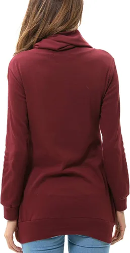 Miniatura 4 de levaca V02 - Blusa tipo túnica con botones y cuello redondo de manga larga para mujer