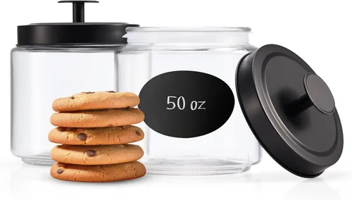 Miniatura 8 de KooK Contenedores de almacenamiento de vidrio con tapas, tarro de vidrio con tapa, 1 galón, juego de 2, recipiente de vidrio, almacenamiento
