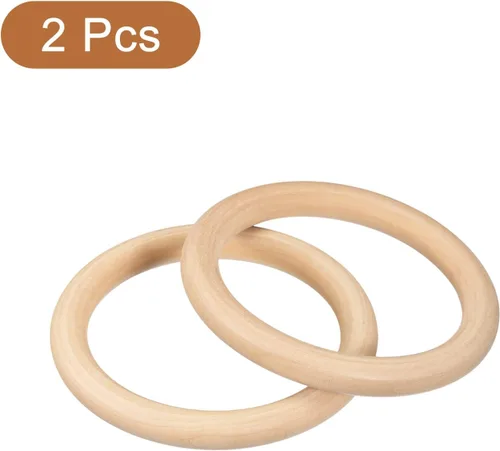 Miniatura 3 de uxcell 2 anillos de madera natural de 4.921 in (5 pulgadas), círculos de madera lisa sin terminar de 0.591 in de grosor para manualidades, tejer