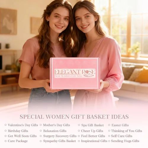 Miniatura 5 de Set de regalo de regalo de color rosa para mujer, caja de regalo de cumpleaños rosa para mujeres, cesta de regalo de spa para mamá, hermana, mejor