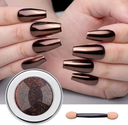 Miniatura 11 de Pretty Diva Polvo Cromado para Uñas - Uñas Oro Rosa/Rosa Polvo Cromado Efecto Espejo, Pigmento de Polvo Cromado Espejo Metálico Premium