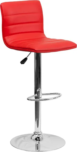 Miniatura 22 de Flash Funiture silla de bar ajustable con base cromada, Vinilo, Gris