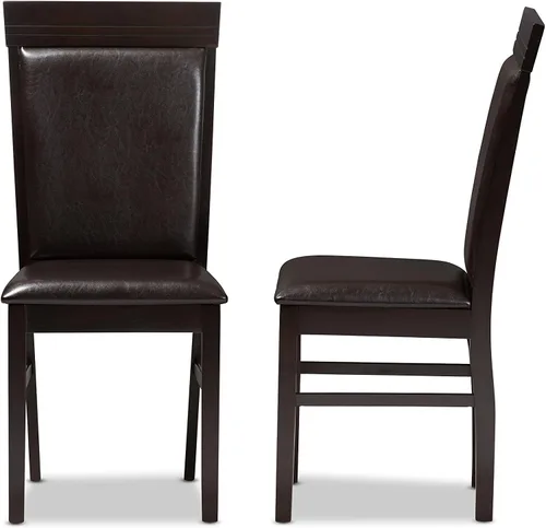 Miniatura 3 de Baxton Studio Thea Silla de comedor y silla de comedor tapizada de piel sintética marrón oscuro