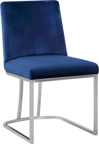 Miniatura 4 de Meridian Furniture Heidi Collection Modern - Silla de comedor tapizada de terciopelo contemporáneo con marco de metal cromado pulido, juego de 2, 19