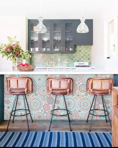 Miniatura 3 de CiCiwind Papel tapiz de contacto bohemio para despegar y pegar, papel de pared colorido para cocina, autoadhesivo, extraíble, impermeable, fácil