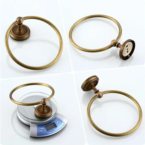 Miniatura 8 de Accesorios de baño de latón antiguo, juego de accesorios de baño para montar en la pared, toallero, soporte para papel higiénico y gancho para bata
