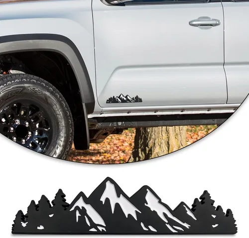 Miniatura 9 de Zhizhong Emblema de árbol de montaña de nieve de 7 pulgadas, insignia gráfica de montañas para maletero y portón trasero para automóvil, camión