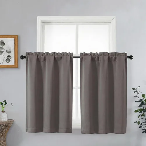 Miniatura 240 de OVZME Cortinas opacas turquesa para tratamiento de ventanas pequeñas, cortinas cortas con bloqueo de luz para ventana de cocina sobre el fregadero
