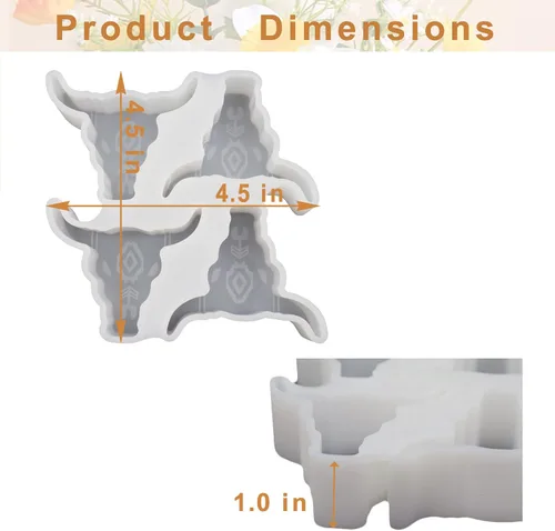Miniatura 5 de Moldes de freshie 4 en 1 con diseño de calavera de buey para automóvil, 4 moldes de silicona para principiantes, suministros de freshies