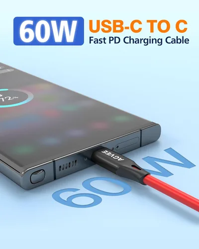 Miniatura 3 de AGVEE - Cable de carga USB-C a USB-C enrollable corto de 1.52 m [Certificado USB-IF] 60 W PD cable de carga rápida para automóvil para iPhone 16/15