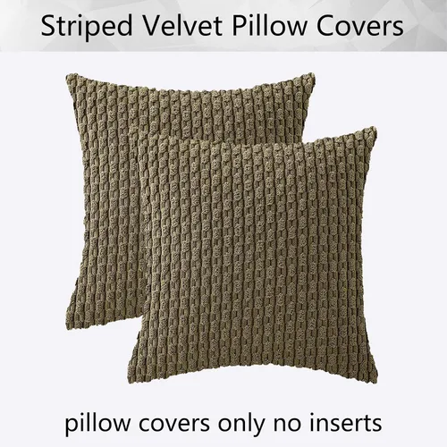 Miniatura 244 de K Kevin Textile - Juego de 2 fundas de almohada decorativas de corduroy suave azul con rayas estilo bohemio, fundas de almohada para sofá, cama