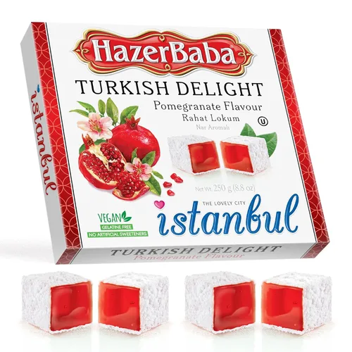 Miniatura 10 de Hazer Baba - Caramelos turcos, sabor a granada y zereshk, 16 onzas (paquete de 1), caja de aperitivos gourmet, aperitivo tradicional, vegano, lokum