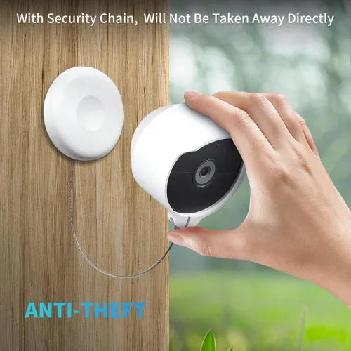 Miniatura 4 de Soporte antirrobo para Google Nest Cam (batería), cubierta protectora impermeable anticaída para cámara con cable de cadena de seguridad, accesorios