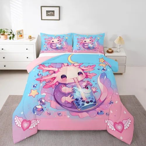 Miniatura 21 de Feelyou Juego de edredón de castillo rosa para niños, tamaño individual, juego de ropa de cama de princesa para niños y niñas, inserto de edredón