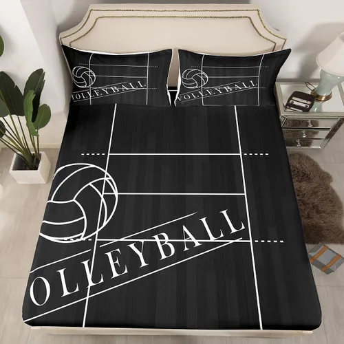 Miniatura 10 de Erosebridal Sábanas de baloncesto para niños y niños, sábana bajera deportiva tamaño individual, sábanas para canchas de baloncesto, ropa de cama