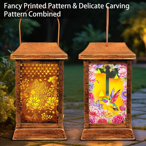 Miniatura 2 de Faroles Solares de Colibrí para Colgar al Aire Libre, Luces Solares de Metal y Vidrio para Decoración de Jardín, Regalos para Mujeres, Mamá