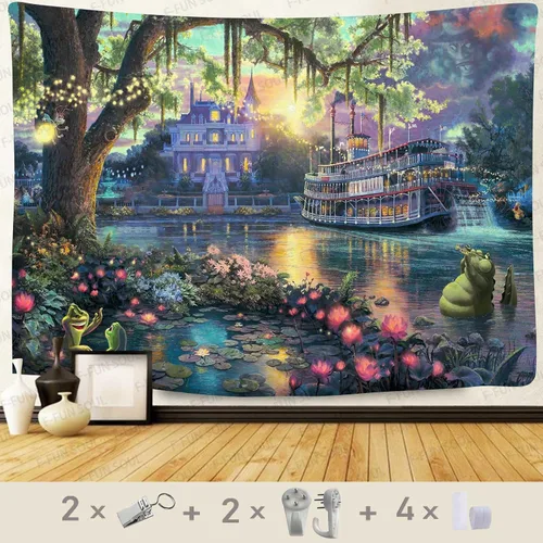 Miniatura 9 de F-FUN SOUL Tapiz del Palacio del Príncipe, franela suave de 40 x 30 pulgadas, tapiz para colgar en la pared de la isla psicodélica, para sala