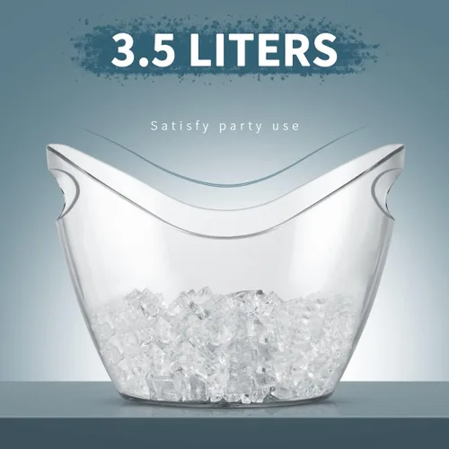 Miniatura 2 de Cubo de hielo para fiestas o bares, bañera de plástico transparente de 3.5 litros, perfecto para 2 botellas de champán/cerveza/vino o bebidas. Cubo