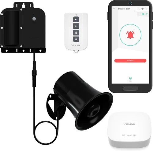 Miniatura 16 de YoLink Kit de sirena de seguridad para exteriores y controlador de alarma inteligente: 110 dB, inalámbrico, alimentado por batería, alcance de 1/4