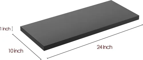Miniatura 3 de Juego de 3 estantes flotantes negros de 24 pulgadas de ancho x 10 pulgadas de profundidad x 1 pulgadas de alto, estante de pared flotante de madera