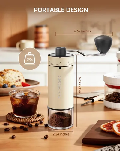 Miniatura 4 de CIRCLE JOY Mini molinillo de café manual con 40 ajustes externos ajustables y rebabas cónicas de cerámica, molinillo de café portátil de acero