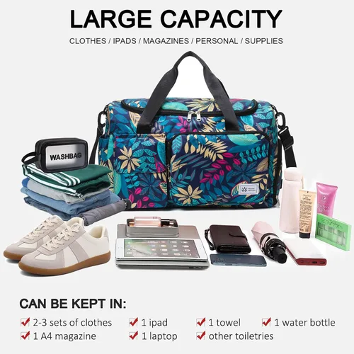 Miniatura 393 de Pequeña bolsa de gimnasio para mujer, bolsa de viaje con compartimento para zapatos