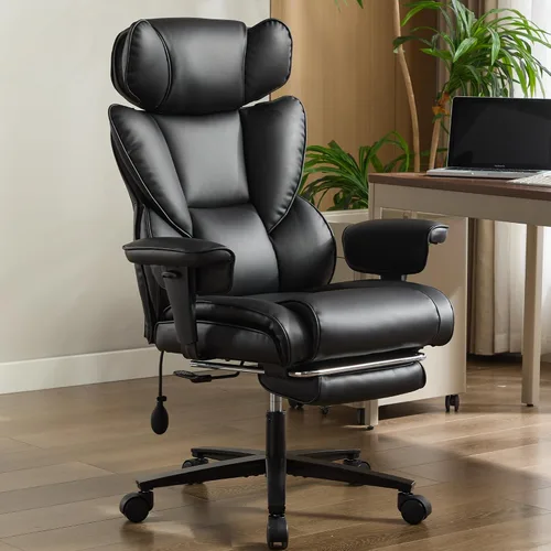 Silla de oficina grande y alta de 600 libras con reposapiés y brazos abatibles, silla de oficina de tamaño grande para personas pesadas, soporte