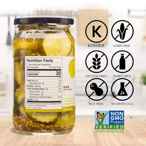 Miniatura 4 de Pickerfresh Pan & Butter Sweet Crinkle Cut Pickles, 16 onzas (paquete de 3), certificado, sin OMG, sin gluten, alto en antioxidantes, sin