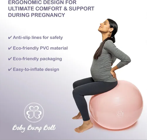 Miniatura 6 de Pelota de parto Baby Bump para embarazo y parto Bola de maternidad, yoga, pilates y ejercicio Diseño antiestallido y antideslizante