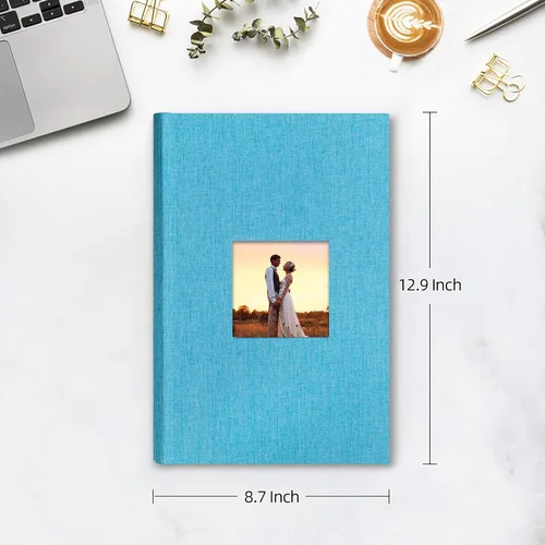 Miniatura 2 de Mublalbum Álbum de fotos de 4 x 6 pulgadas, 300 fotos, cubierta de lino con áreas de notas, libro de fotos para boda, familia, bebé y vacaciones Azul