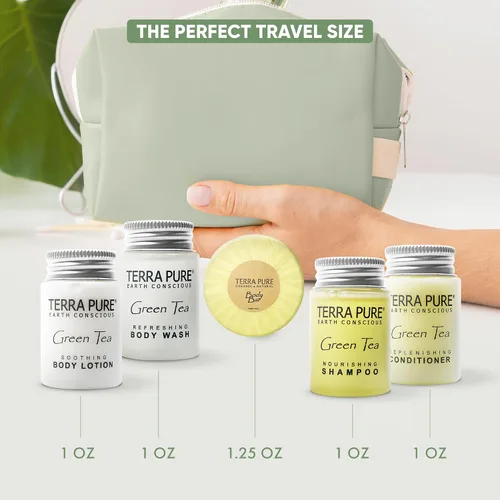 Miniatura 7 de Terra Pure Juego de jabones y artículos de tocador para hotel a granel Kit de amenidades 1-Shoppe Champú y acondicionador de 1 oz, gel de baño