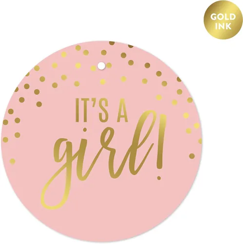 Miniatura 9 de Andaz Press Blush Rosa y Metallic Gold Confeti Lunares Baby Shower Party Collection Banderín colgante con cuerda, Baby Shower, 5 pies, 1 juego
