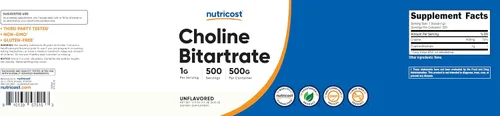 Miniatura 6 de Nutricost Polvo de bitartrato de colina pura 17.64 oz