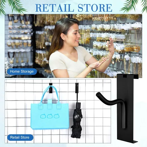 Miniatura 6 de Zonon 100 ganchos de rejilla para pared, accesorios de rejilla de metal de 2/4/6 pulgadas, ganchos de exhibición para minoristas, garaje, tienda