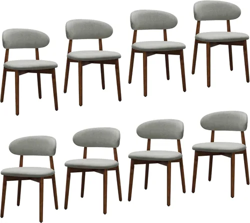 Miniatura 30 de Juego de 2 sillas de comedor estilo granja, sillas de cocina tapizadas de tela moderna de mediados de siglo, sillas de comedor de madera