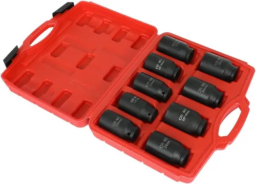 Miniatura 7 de Juego de dados de eje de impacto profundo de 1/2 pulgada de 1/2 pulgada, junta de husillo Cr-V, dados de tuerca de rueda de alto par para la mayoría