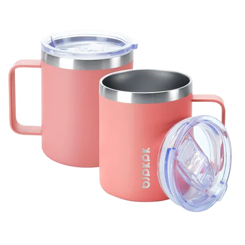 Miniatura 12 de BJPKPK 2 tazas de café aisladas, vaso aislado de 14 onzas con tapa, tazas de café de acero inoxidable con tapa a prueba de salpicaduras, color negro