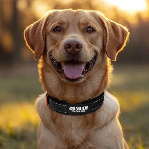 Miniatura 6 de Collar de perro personalizado con nombre impreso UV y número de teléfono, collar de nailon reflectante ajustable personalizado para perros grandes