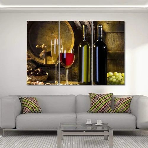 Miniatura 17 de Obra de arte para paredes del hogar, 3 paneles de letras de vino tinto, pinturas de corcho, impresiones HD, arte de pared de corcho de vino sobre