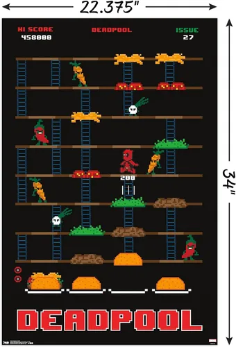 Miniatura 3 de Trends International Marvel Comics-Deadpool-Game Wall, 22.375 x 34 pulgadas, paquete de póster y clip