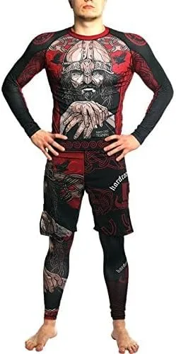 Miniatura 4 de Hardcore Training Camiseta de compresión para hombre, manga larga, Jiu Jitsu, MMA No-Gi, BJJ apretada, capa base de combate